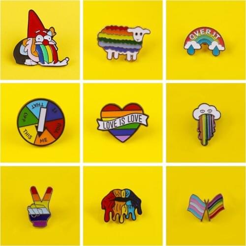 Rainbow Lgbt Accessories For Jewelry Gift Backpack Icons Set Decorative Pins On Clothes Heart Flag Metal Badges Enamel Pin Lapel