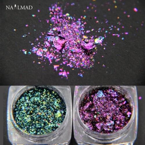 0.2gram/box Chameleon Flakes Multichrome Nail Holo Flakes Galaxy Nail Flecks Powder Shimmer Nail Art Glitter Dust
