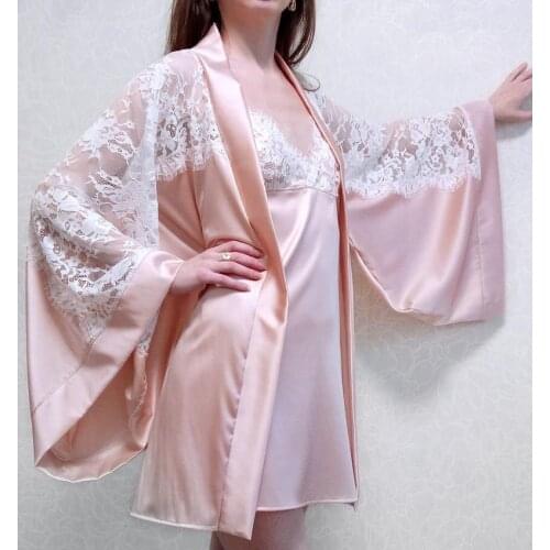 2021 Pink Two Pieces Kimono Women Dresses Robe for Photoshoot Extra Long Sleeves Sash Prom Gowns African Cape Cloak Dress Sleepw