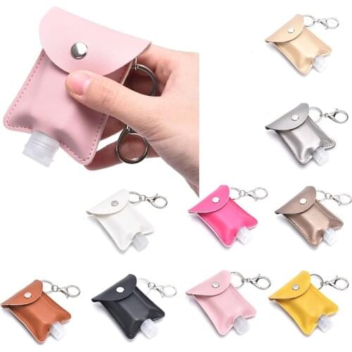 30ml Portable Empty Hand Sanitize Bottle with Tassels Leather Keychain Holder