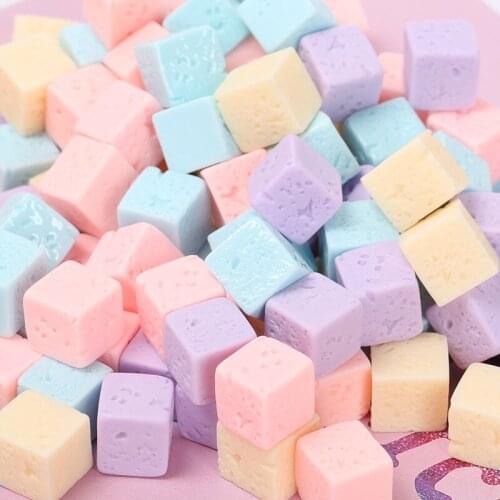 30pcs Simulation Macaron Color Cubes Sugar Flatback Resin DIY Craft Supplies Hair Accessories Phone Shell Patch Arts Materials