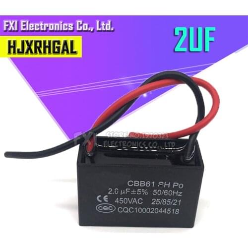 5pcs CBB61 2uf starting capacitance AC Fan Capacitor 450V CBB Motor Run Capacitor