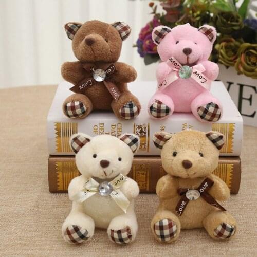 9CM Popobe Teddy Bear Cute Plush Toys Bag Keychain Car Key Holder for Pendant Doll Kids Toys Stuffed Animals Fluffy Bear B0903