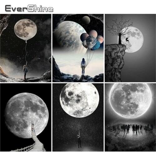 EverShine DIY Full Drill Square Diamond Painting Landscape Diamond Embroidery Moon Rhinestones Picture Mosaic Handmade Hobby