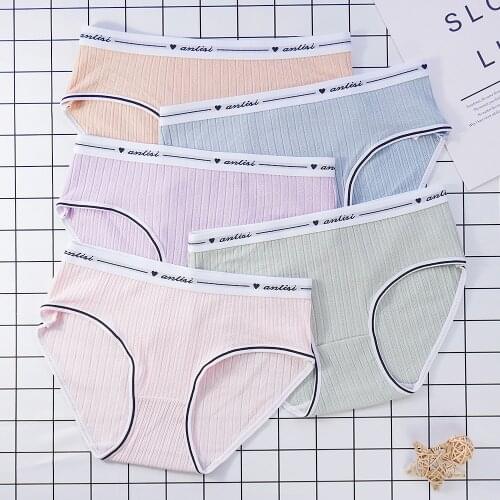 Authentic IXueJie Soft Stripe Women Underpant Cotton Panties Female Underpants Solid Color Briefs Women Cotton Panties Lingerie
