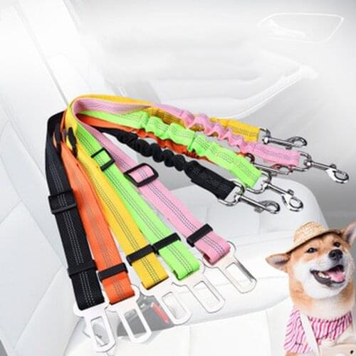 Pet Supplies Car Seat Belt Dog Seat Belt Dog Leash Vehicle Belt Adjustable Cushioning Elastic Reflective Safety Rope for Dog Cat