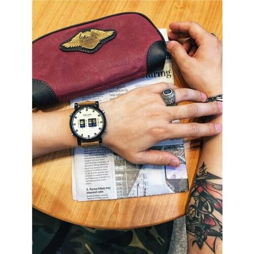 Original Design Roller Digital MEGIR Watches Mens Luxury Top Brand Quartz Watch Men Leather Army Wristwatch Relogio Masculino