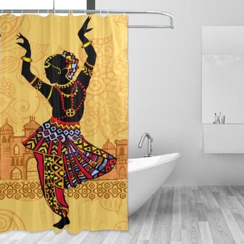 Eco-Friendly Waterproof Shower Curtain With 12 Hooks Africa Dance Women Pattern Polyester Fabric Bathroom Curtain Home Decor