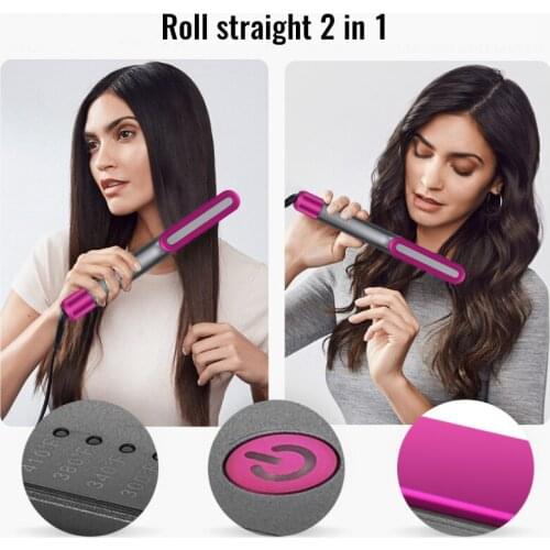 Electric Hair Straightener Roll Straight Dual Purpose Heating Comb Hair Straight Styler Corrugation Curling Iron Hair Curler
