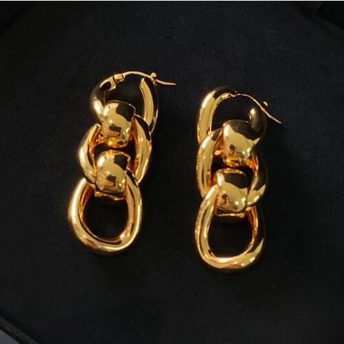 European and American fashion simple metal chain long earrings