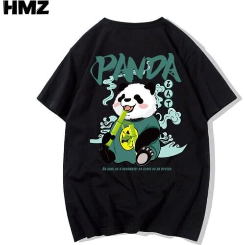 HMZ Panda Print Tee Streetwear Men T Shirt Harajuku Tops Summer Men Tshirt Hip Hop Tee Oversized 2021 New Arrivals Mens Clothing