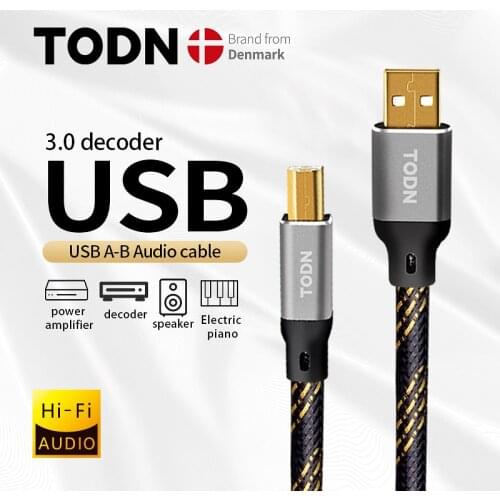 TODN Hifi USB Cable High Quality 6N OCC Type A to Type B Hifi Data audio digital Cable For DAC
