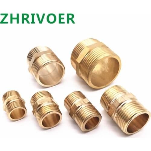Brass Pipe Hex Nipple Fitting Quick Adapter 1/8" 1/4" 3/8" 1/2" 3/4" 1" BSP Male Thread Water, oil and gas Connector
