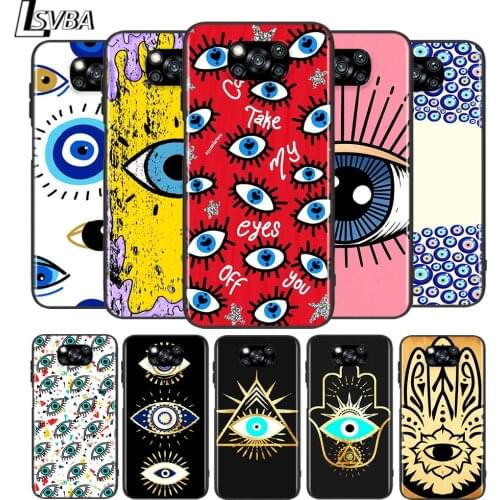 Evil Eye Fashion for Xiaomi Poco X3 NFC X2 M3 M2 F2 Pro C3 F1 A2 Lite A1 Mix3 Play Silicone Soft Black Phone Case