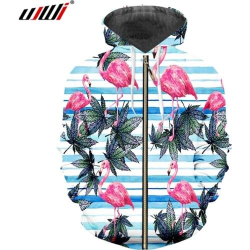 UJWI 3D Printed Animal Leaf Crane Zip Hoodies Mens Spandex Clothing New Arrivals Chinese Style Man Zipper Coat Dropship