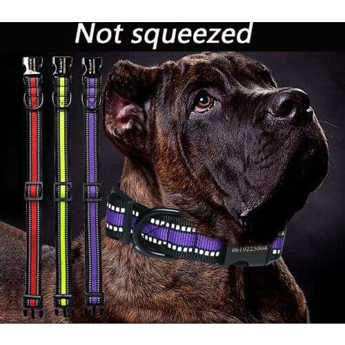 Large Dog Personalized Collar Free Engraving ID Nylon Leash Pet Supplies Adjustable Strap Dogs Accessoires Cat Collar Bit