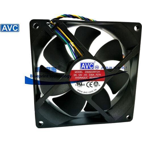 Original AVC 9025 92MM 90MM Fan 90*90*25mm 92*92*25mm Cooing fan For CPU Cooling fan DS09225R12H 12V 0.5A with PWM 4pin