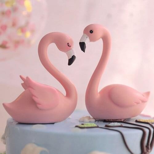 Pink Sitting Swan Lovely Cake Decorations Square Round Cake Topper for Birthday Baby Shower Party Decoration Supplies Gift