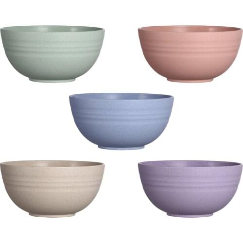 5pcs 12cm Wheat Straw Salad Bowls Unbreakable Mixing Bowls Reusable Dishwasher & Microwave Safe Soup Bowls for Home Kitchen