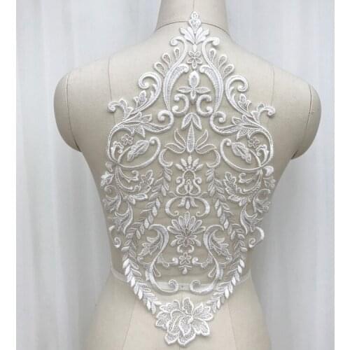 Silver White Wedding Lace Applique Patch Flowers High Quality DIY Dress Accessories RS1758