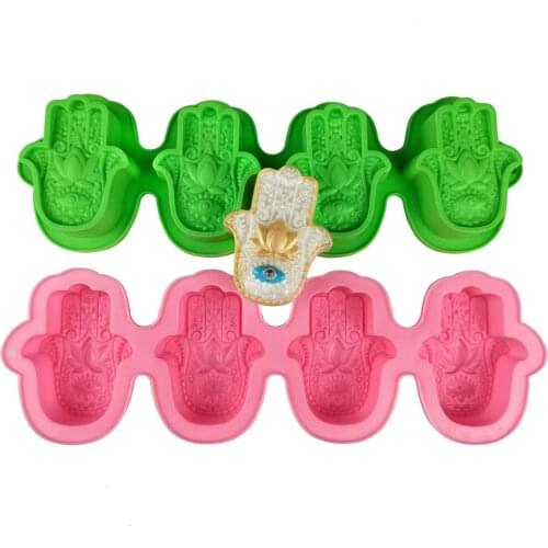 HAMSA Four-hole Hand of Fatima Silicone Mold Eye of God Silicone Mold Handmade Soap Mold Bergamot Flower Cake Mold Candle Mold