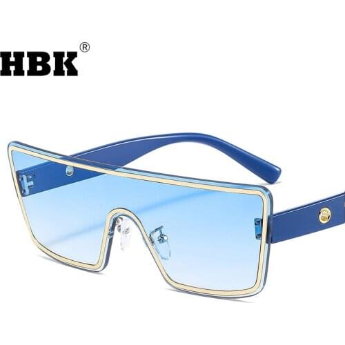 HBK Classic Oversized Square Sunglasses Women Men One Piece Eyewear Big Lens Vintage Modern Driving Sun Glasses UV400