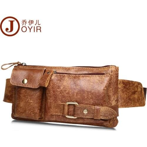 JOYIR 2017Genuine Leather Waist Bag Bumbag Unisex Fashion Belt Bags Male Fanny Pack Small Waist Pack Man Crossbody Shoulder Bag