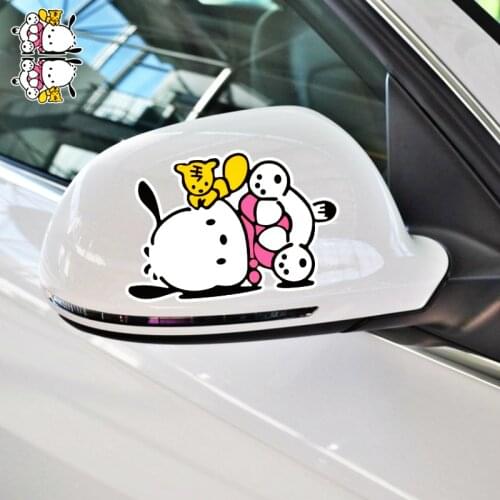 Volkrays 2 X Car Accessories Cartoon Pochacco Dog Rearview Reflective Sticker Decal Decoration for Motorcycle Audi Polo Honda