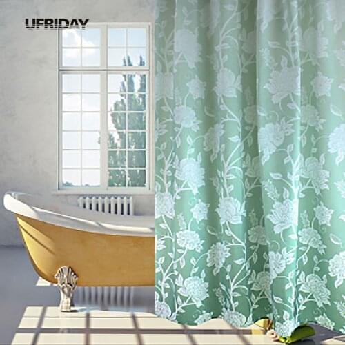 UFRIDAY Elegant Polyester Waterproof Shower Curtain Bath Curtain Mildewproof Bathroom Curtain Bathroom Home Decor With 12 Hooks