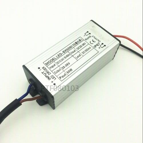 2 pcs DC 12-24V 50w waterproof LED Driver Waterproof IP67 Output DC 20-36V 1500 mA Power Supply For LED light