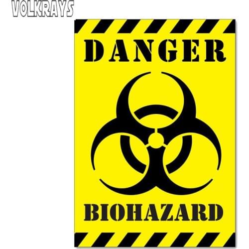 Volkrays Funny Car Sticker Danger Biohazard Zombie Accessories Cover Scratches PVC Decal for Octavia Gt Skoda Fabia,17cm*12cm