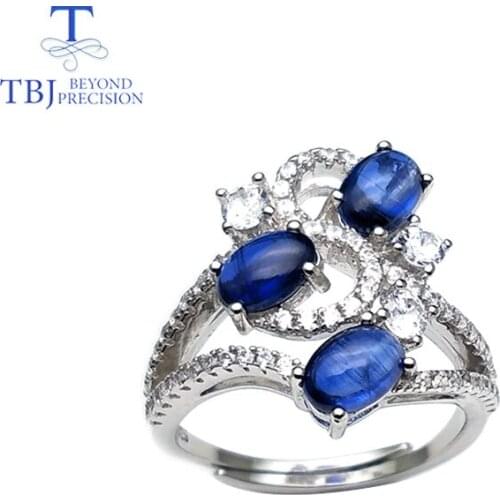 TBJ,blue kyanite adjustabl ring natural gemstone oval 4*6mm 925 sterling silver fine jewelry for girl wedding & engagement gift