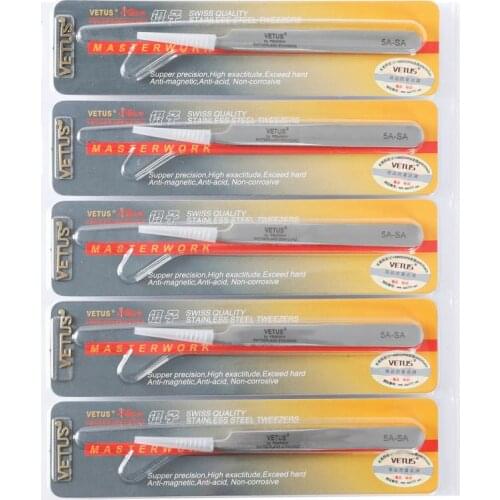 10pcs/Lot Vetus Eyelash Tweezers Stainless Steel Antistatic Tweezers for 3D/6D Eyelash Extension SA Series