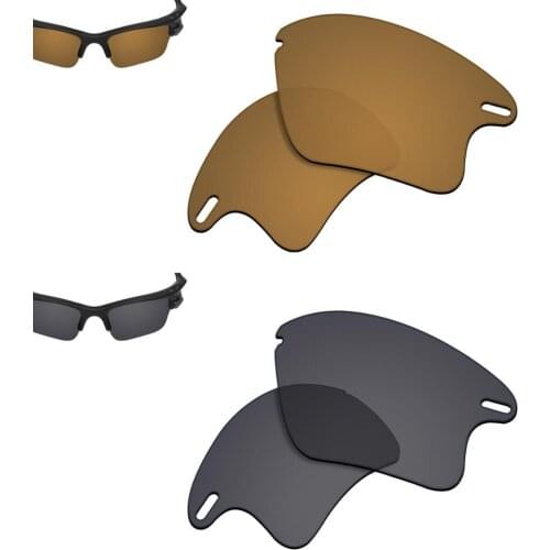 SmartVLT 2 Pairs Polarized Sunglasses Replacement Lenses for Oakley Fast Jacket XL-Copper Gold and Solid Black