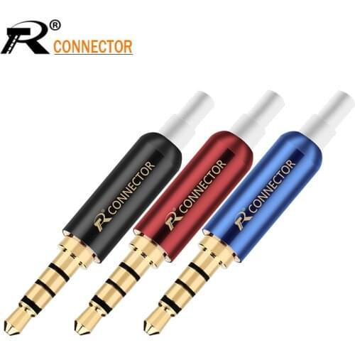 3Pcs Jack 3.5mm Stereo 4 Pole Male Plug +Tail Plug clamps for DIY Headset Earphone or Used for Repair Earphone