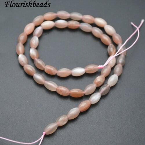 5x8mm Peach Moonstone Sunstone Rice Tube Shape Stone Loose Beads