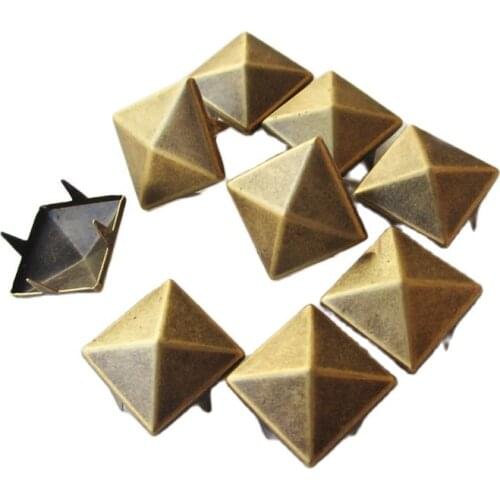 6-20mm Gold/Silver/Bronze Square Pyramid Grment Rivets Nailhead Claws Stud For Hat Bag Shoe Jeans Leather Craft Accessories