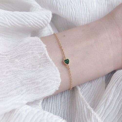 925 sterling silver green zircon love bracelet single diamond elegant light luxury female bracelet fashion jewelry gift