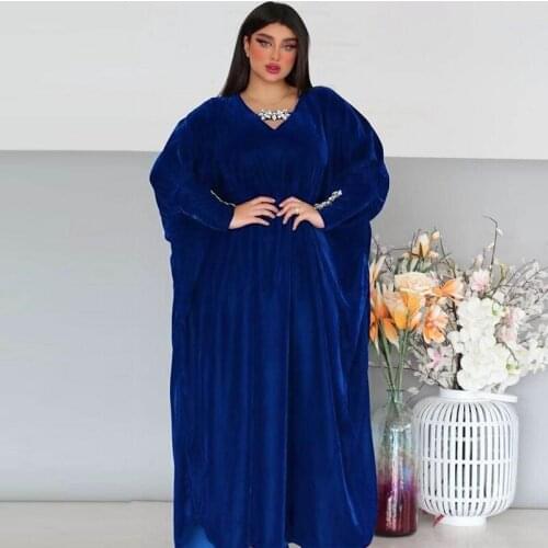 African Dresses For Women Soft Velvet Fabric Boubou Maxi Dress Spring V Neck With Diamond Traditional Party Dress Vestidos Robes