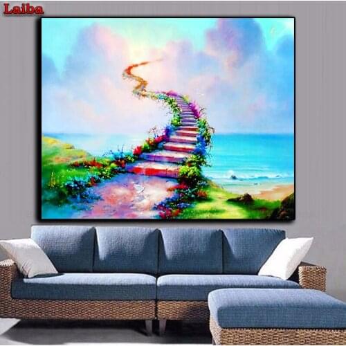 Diy diamond painting Flower group ladder ladder rhinestone cross stitch5d embroidery diamond kits full square round drill mosaic