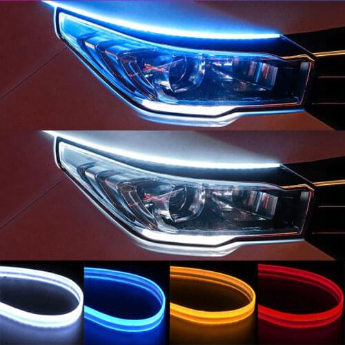 2pc Car LED Turn Signal Strip Auto Daytime Running Light Flexible Waterproof Soft Tube Flowing Lamp Car Led Decorative Light Bar