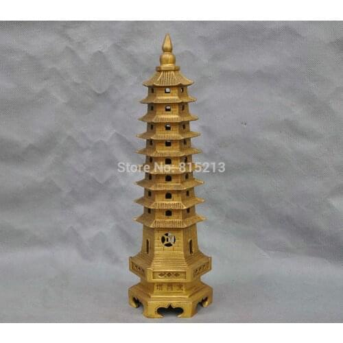 Bi001098 12" Chinese Tibetan Religion Buddhism bronze brass Buddha Tower stupa pagoda