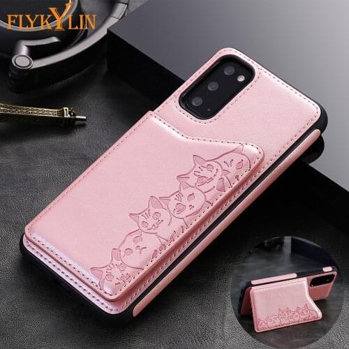 Cartoon kittens Leather Case For A50 A50S A30S Note 8 9 10 Plus Flip Wallet for Samsung S8 S9 S10 S20 Plus S10E S20 Ultra Cover