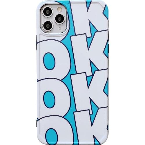 Cool OK English Letters Case for iPhone 12 Pro Max Back Phone Cover for 12 Mini 11 Pro Max X XS XR 8 7 Plus SE 2020 Capa