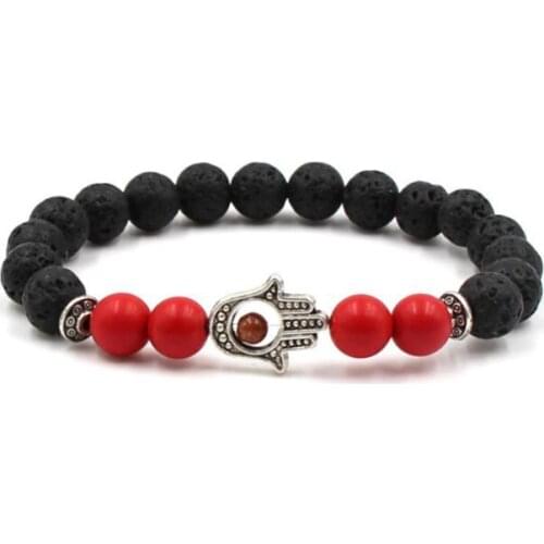 8mm black multicolor Agate beads Chakra Healing Reiki Buddha Yoga Bracelet elastic adjustable Volcanic Stone Bangles rf34