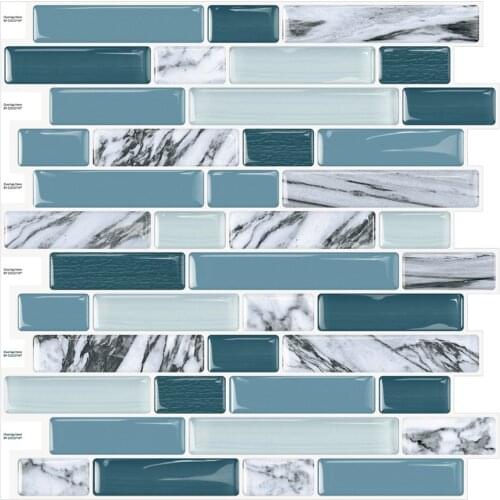 Cocotik 12x12inch Waterproof Self Adhesive 3D Mosaic Wall Decal Peel and Stick Vinyl Tile Kitchen Backsplash, 10 Sheets