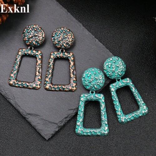 Exknl Fashion Vintage Long Alloy Party Drop Earrings for Women 2019 Punk Big Korean Bohemian Christmas Jewelry Earrings Women