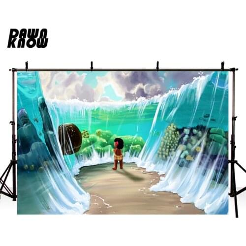DAWNKNOW Custom Cartoon Sea Wave Moana Photography Background Backdrop Photocall Tapestry Birthday Party Theatre Photo Studio