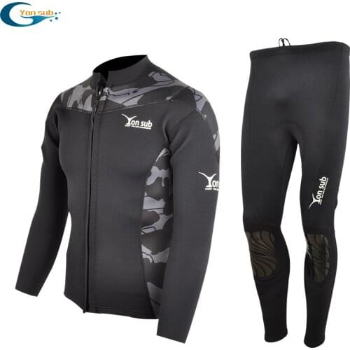 2MM Premium Neoprene Wetsuit Two Pieces Man Diving Wetsuit For Surfing And Spearfishing Knee Protection Snorkeling Wet Suit