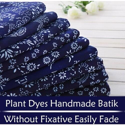 Width 90CM Cotton Plant Dyes Handmade Batik Blue Fabric Home Garden Decor DIY Sewing Material Without Fixative Easily Fade